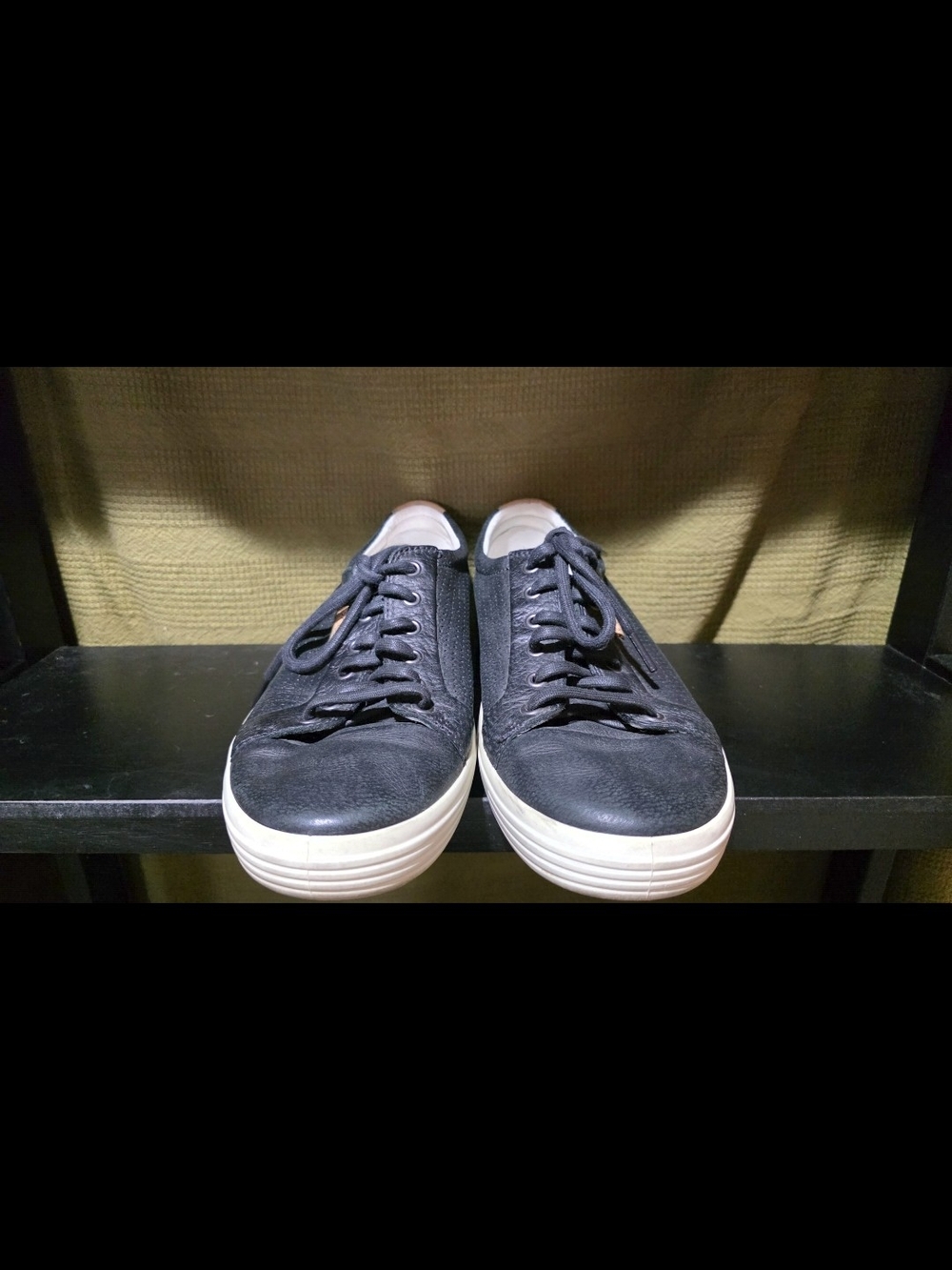 Ecco Black Low-Top Leather Sneakers with White Soles